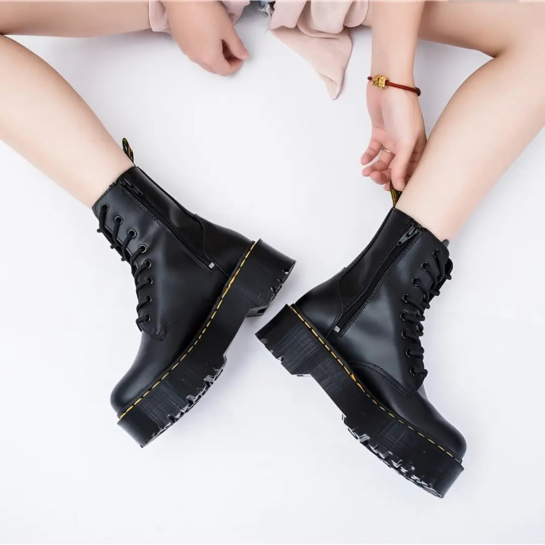 ARLETTE BLACK - Botas militares con plataforma