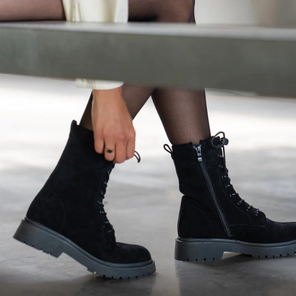 OLAYA Botas de mujer estilo militar negras 36