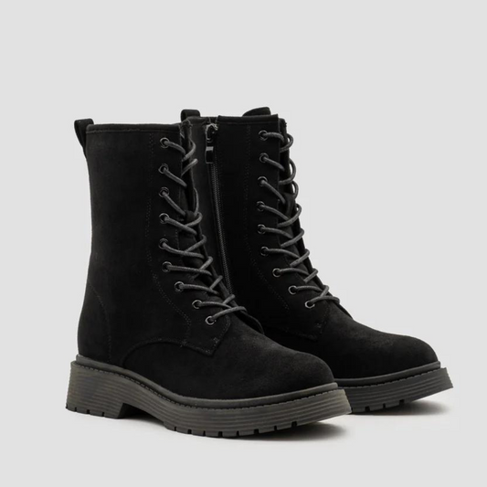 OLAYA - Botas de mujer estilo militar negras