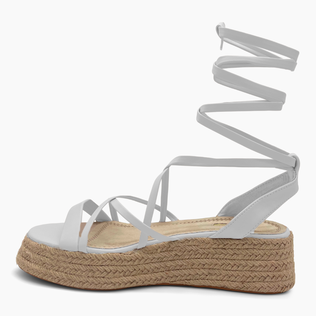 MONIQUE BLANCO PIEL - Sandalias altas de tiras con plataforma