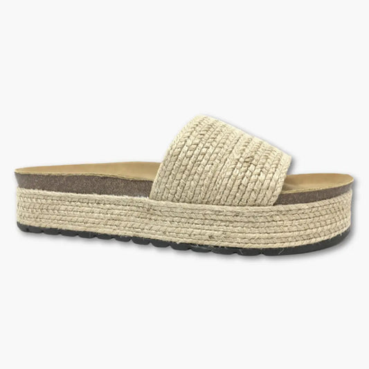 NEW SOFÍA - Sandalias de esparto con plataforma plana