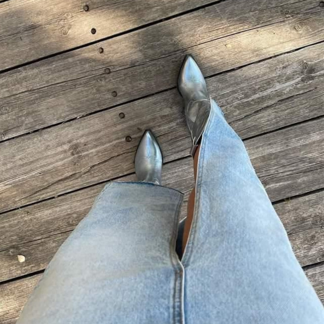 AINA - Botas de Cowboy plateadas