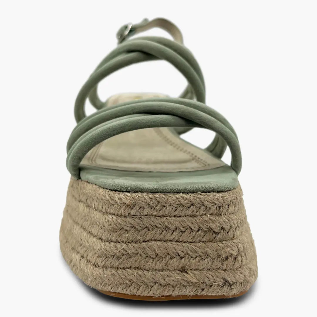 HELLEN - Sandalias verdes de tiras con plataforma