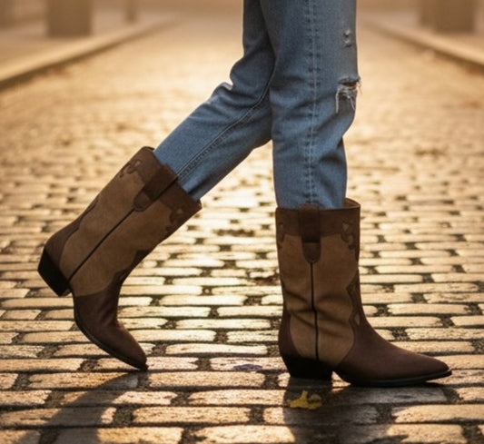 GRACE - Botas de cowboy marrones con tacón