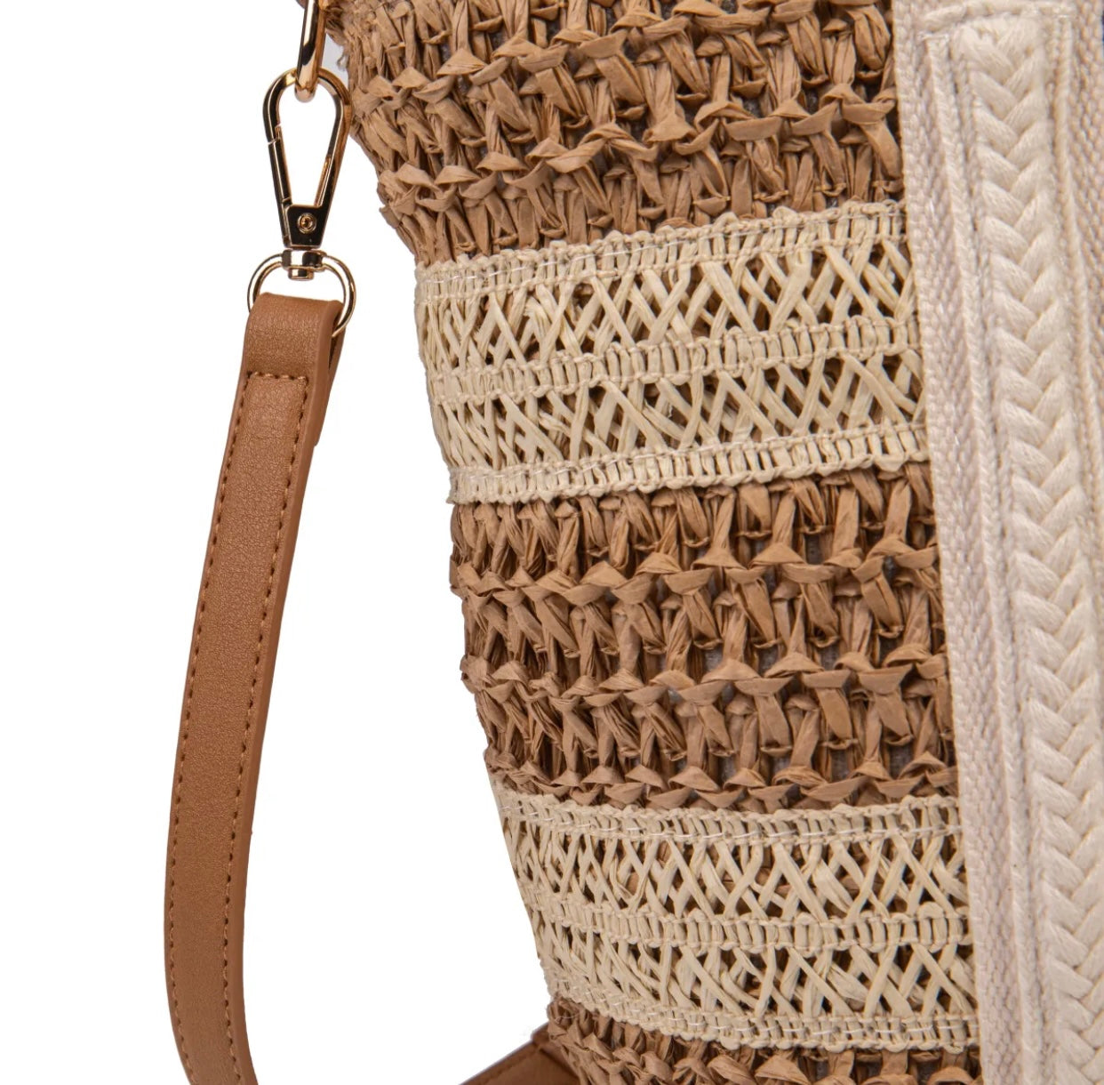 IRIS WHITE/BEIGE - Bolso rafia