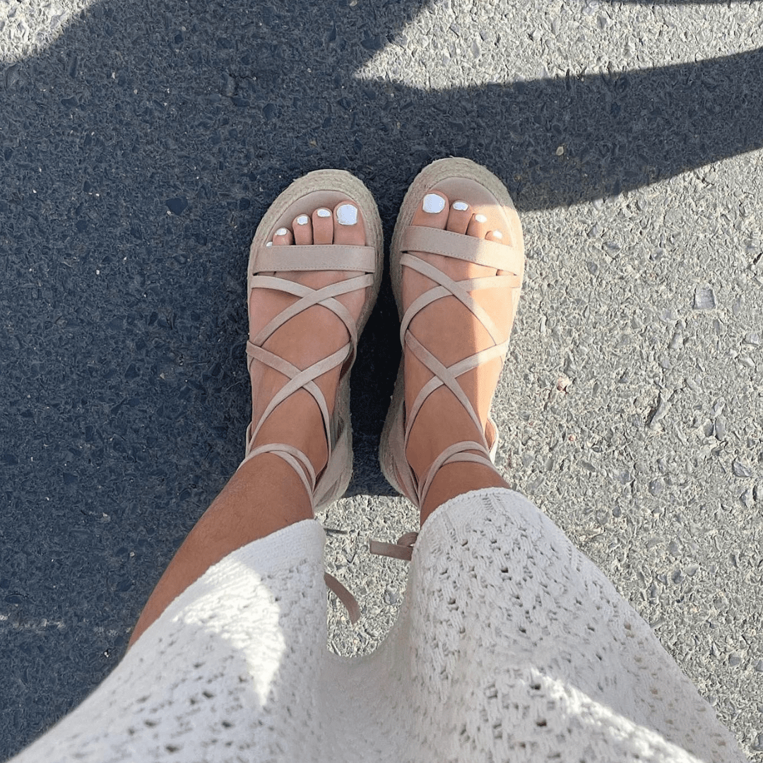 MONIQUE BEIGE ANTE- Sandalias altas de tiras con plataforma