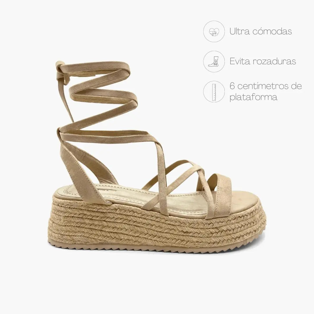 MONIQUE BEIGE ANTE- Sandalias altas de tiras con plataforma