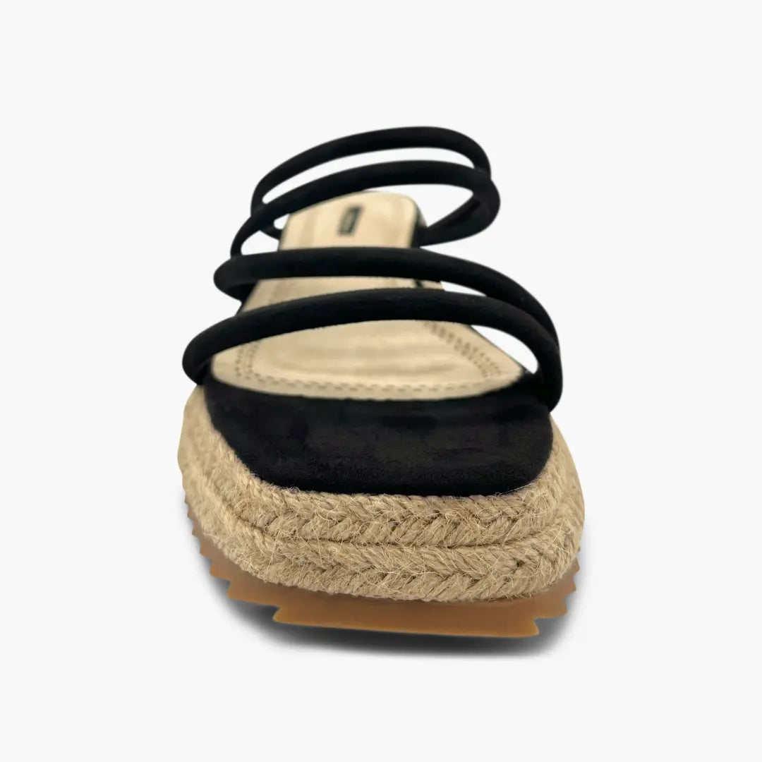 SHEILA - Black sandals with esparto sole