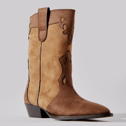 GRACE - Brown cowboy boots with heel