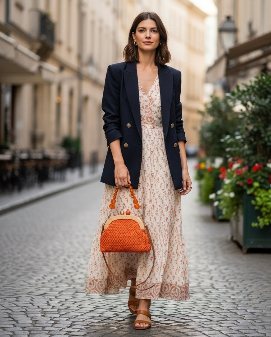 TINA ORANGE- Bandolera rafia