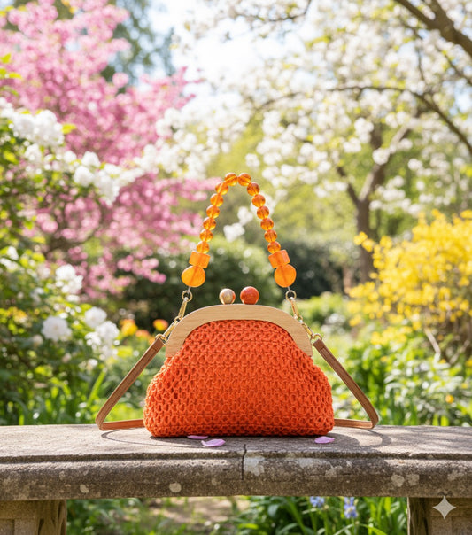 TINA ORANGE- Bandolera rafia