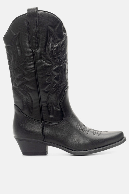 AMY - Black women's cowboy boots