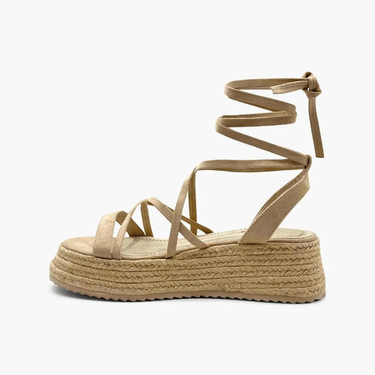 MONIQUE BEIGE ANTE- Sandalias altas de tiras con plataforma